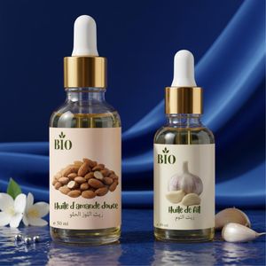 Bio Pack x2 Huile de amande douce 50 ml et Huile de ail 30 ml routine beauté cheveux