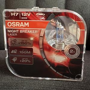 Osram H7 Night Breaker Laser +150% – Feux de route 12V 55W – 150m – Jaune – Lot de 2