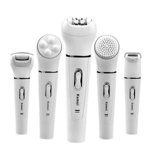 Kemei 5 في 1 مزيل شعر للسيدات، مزيل الجلد الميت، منظف، ملحقات ماكينة حلاقة كهربائية