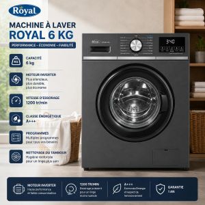 Royal Machine à Laver Hublot 6 kg Inverter Steam Prewash 1200 tr/min A+++, WM7125SI