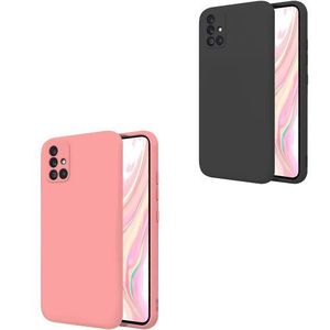 Pack 2 coque silicone compatible a Samsung A71 liquide souple noir + Rose