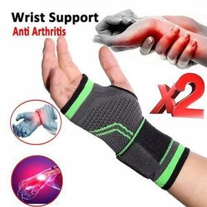 2 Bande de main Poignet Élastique de compression réglables gym Sport bracelet poignet Protecteur