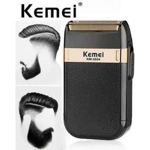Kemei ماكينة حلاقة كهربائية دوارة للرجال قابلة للشحن USB سوداء