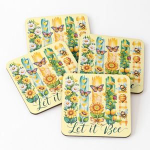 4 Dessous de Verre Let It Bee – Harmonie florale sous tasse unique 