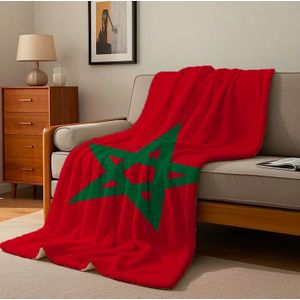 بطانية ناعمة ودافئة بنجمة خضراء، فخر مغربي، ديكور وراحة