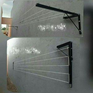 Étendoir Mural Rétractable Ultra-Robuste Séchoir Linge Pliable Gain de Place Intérieur et Extérieur en Métal