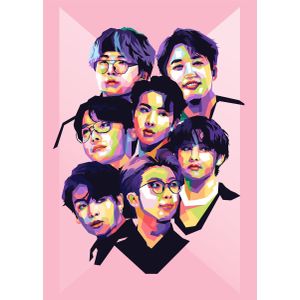 Pop art kpop b t s  Poster Chambre Haute Qualité