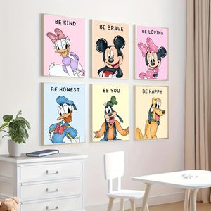 6 ملصقات كرتونية A5 بدون إطار نابضة بالحياة - ميكي ماوس، دونالد داك، بندق، بلوتو، ميني ماوس، ديزي داك - فن Mu