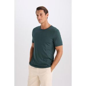 Defacto T-shirt Homme coupe slim en coton - Vert - M6606AZ.