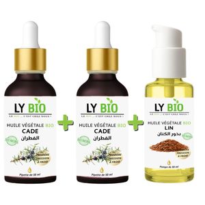 LY BIO PACK 2 X HUILE CADE 50ML - PIPETTE + HUILE LIN 50ML - POMPE