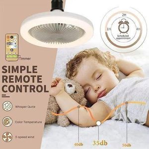 Ventilateur de Plafond Silencieux avec Lampe LED – Installation Rapide sur Douille E27 pour Maison et Appartement