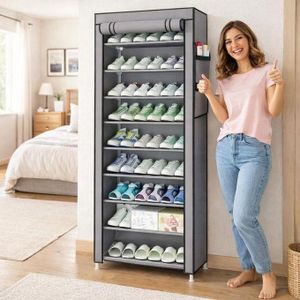 Meuble à Chaussures 10 Niveaux Grande Capacité – Étagère de Rangement Minimaliste en Tissu Non-Tissé, Organisateur Gain de Place pour Entrée, Couloir et Maison