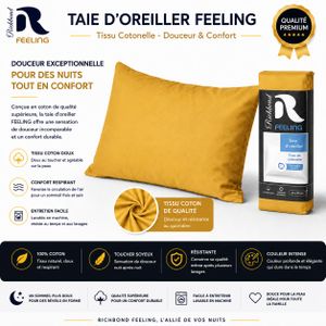 RICHBOND Taie d'Oreiller 70x50 En Cotonelle - Tissu Doux, Anti-Allergique et Facile à Entretenir - Moutarde