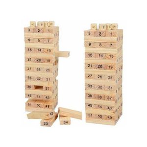 Tour de jenga en bois massif avec 54 pièces