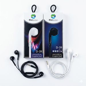 Blue Spectrum Écouteurs Intra-Auriculaires Filaire - Jack 3.5mm - Avec Microphone & Télécommande de Contrôle du Volume - Son Stéréo - Noir