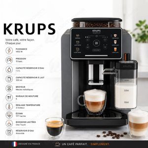 Krups Machine à café Automatique avec système lait Expresso & Latte One Touch 1450W, EA912B10 