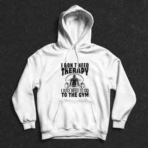 هودي سويت شيرت بغطاء للرأس للرجال - ابيض - I Don't Need Therapy