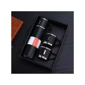 VACUUM FLASK مجموعة من القارورات العازلة مع 3 أكواب من الفولاذ للمشروبات الساخنة/الباردة 500 مل