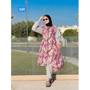 Burkini Femme Fleuri avec Sac Assorti – Maillot de Bain Modeste Léger et Confortable