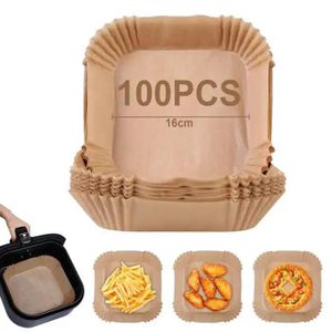 Lot de 100 Moules en Papier Cuisson Carrés pour Air Fryer  – Jetables et Antiadhésifs
