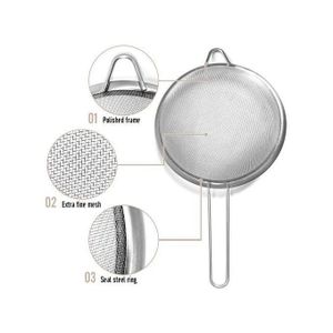 Passoire & Tamis de Cuisine En Acier Inoxydable, Maille fine, Ø 20 cm