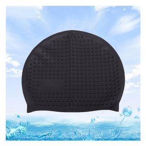 Bonnet de Natation Confortable, Bonnet Noir en Silicone pour Piscine et Mer