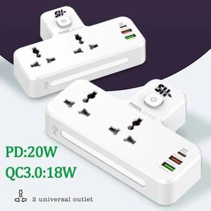 Shtel Multiprise Universelle SH PS-13 – 2 Prises Universelles + USB-C PD 20W + 2 USB QC3.0 18W avec Interrupteur