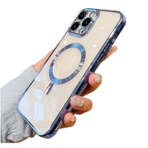 Case Pochette IPhone 14 Pro max  transparente MagSafe anti-collision Haut Qualité Bleu