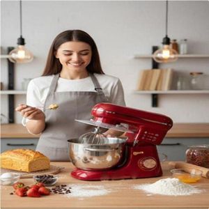 Robot pâtissier multifonction, pétrin électrique cuisine, bol inox grande capacité, rotation planétaire, robot pâtisserie pour pain gâteaux viennoiseries.