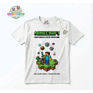 T-shirt Garçon Style Minecraft – "Construisez Votre Aventure" Gaming Enfant