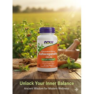 Now Foods أشواجاندا، مستخلص موحد، 450 ملجم، 90 كبسولة نباتية