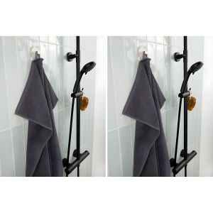 Drap de Douche Absorbant - Coton Doux - Pour Salle de Bain - Gris Asphalte, 65x130 cm - Lot de 2