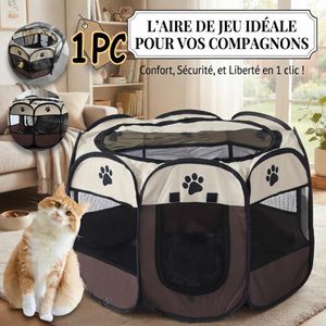 Enclos pour Animaux Portable et Pliable – Parc Octogonal en Tissu Oxford à Rayures, Tente pour Chien, Chat, Chiot, Chaton et Lapin, Niche de Voyage, Aire de Jeu, Mise Bas ou Camping, Intérieur Extérieur