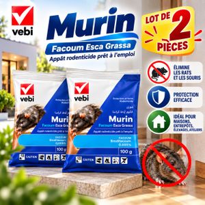 VEBI Pack 2  Anti Nuisibles Appat En Pate Graisse Rats Et Souris 100g x2 Pieces- Murin