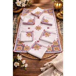 Set de chemin de table brodé avec serviettes assorties – Artisanat traditionnel