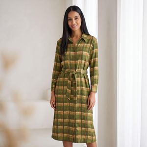 Marwa فستان كاروهات بحزام - R5032H26 - كاروهات خضراء