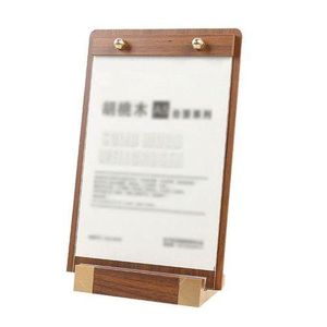 حامل قوائم الطعام من الخشب والأكريليك حامل مستندات وإعلانات أنيق (مقاس A5)