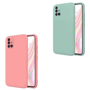 Pack 2 coque silicone compatible a Samsung Galaxy A51 liquide souple vert + Rose