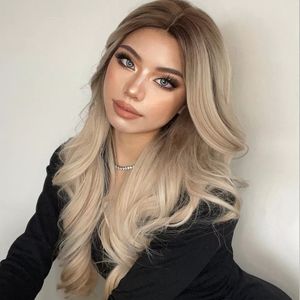 Generic Perruque cheveux synth tique ondul e brune longue prix
