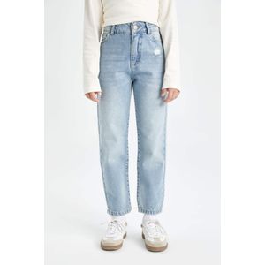 Defacto بنطلون جينز بناتي موم فيت برجل ضيق وحافة ممزقة