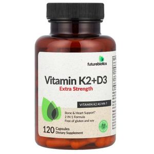 FutureBiotics  D3k2 Vitamine K2 D3 , Extrapuissante10000 UI D3 k2 120mcg , 120 capsules
