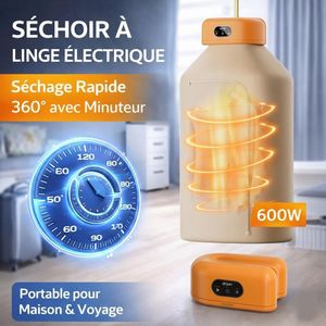 مجفف ملابس كهربائي محمول 600 واط قابل للطي – تجفيف سريع 360 درجة مع مؤقت – مناسب للمنزل والشقق الصغيرة