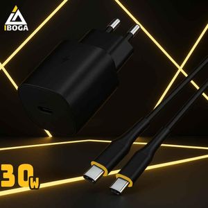 iboga شاحن 30 واط نوع C + كابل - شحن سريع PD/QC 3.0 للآيفون 15/16/17، سامسونج، آيباد، ماك بوك، هواوي
