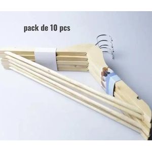  lot de 10 cintres en bois clair avec barre transversale pour pantalon offre une solution robuste et élégante 44.5cm