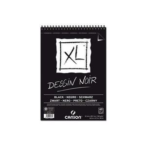 Canson Bloc de papier dessin noir a spirale XL A4 150g