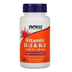 Now Foods فيتامين د 3 وك2 ، 120 ، مناعة ، صحة العظام ، كبسولات نباتية