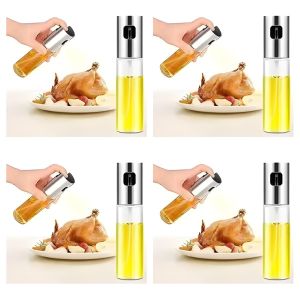 Lot de 4 - Pulvérisateur d’Huile en Verre 100ml - Dosage Précis pour Cuisson Saine - Accessoire Cuisine