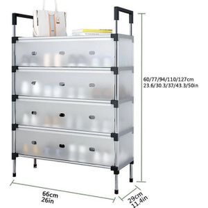 Organisateur de chaussures métallique ajustable 66x29x60 cm avec rangement compact pour entrée - Parfait pour appartements et couloirs