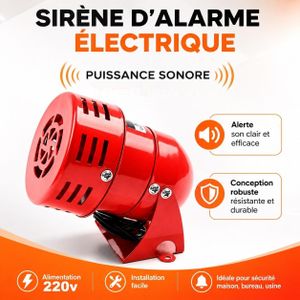 Sirène d'Alarme Électrique Industrielle 220v Haute Puissance Signal Sonore de Sécurité Banque bureau de change, Usine, Entrepôt Maison