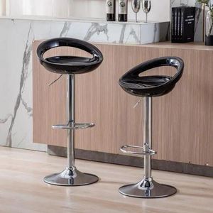 Tabourets de Bar ABS, Chaises de Bar Rotatives avec Support de Taille, Chaise Haute Bar Réglable en Hauteur, Moderne Classique (Noir)